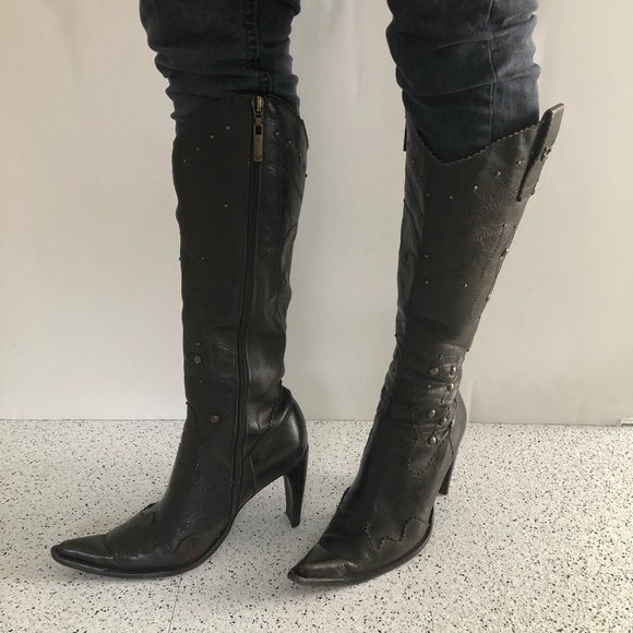 Shoes - Ricky Sarkany Designer Brown Leather Western Boots